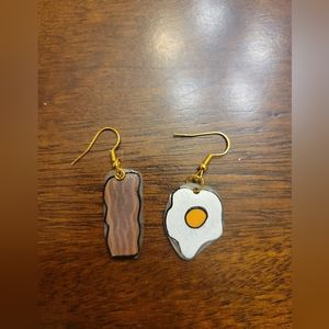 Handmade Bacon and Eggs Earrings